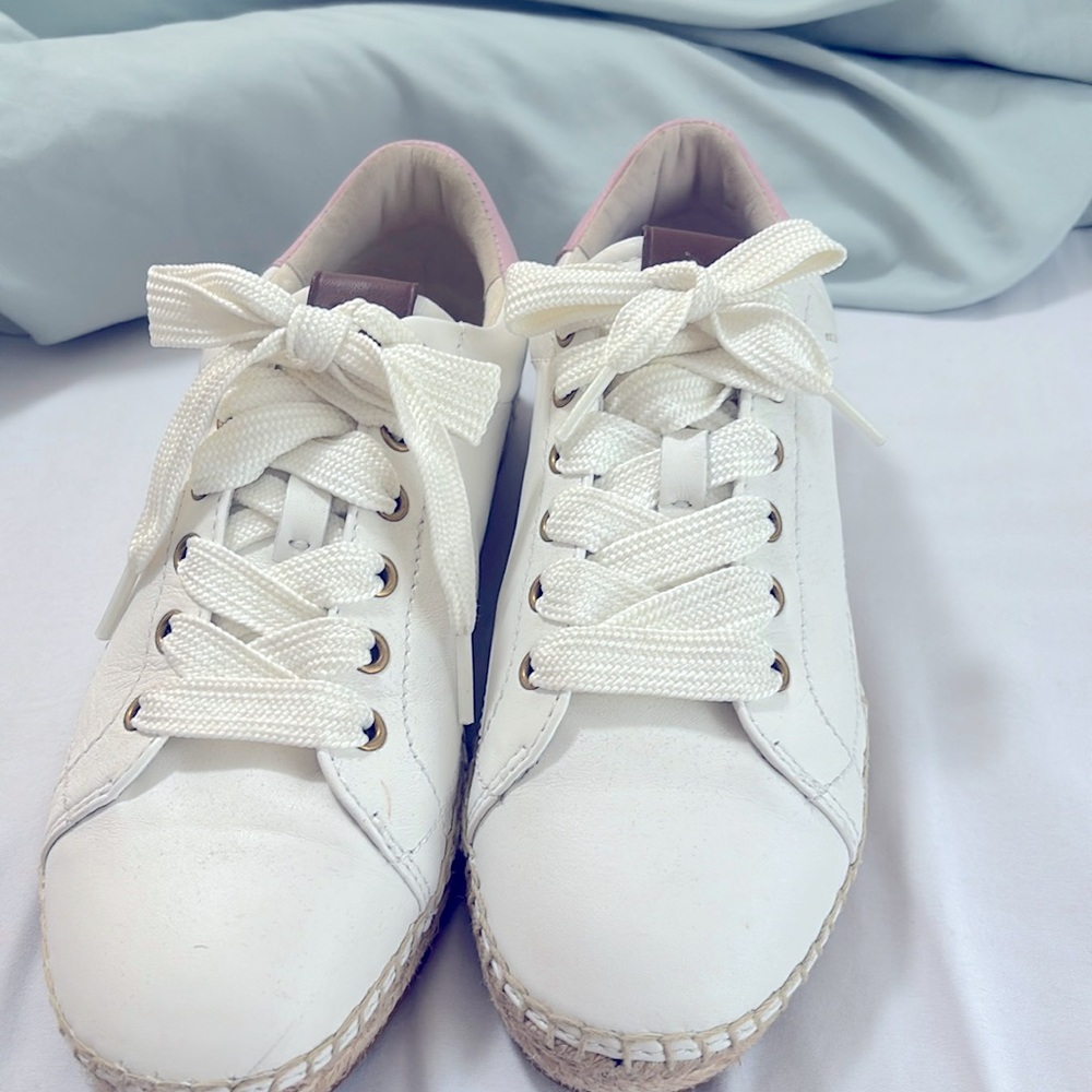 Coach espadrille sneakers ivory with lite pink on the back size 9.